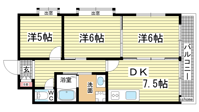 エスポワール六甲：寺口町の間取り