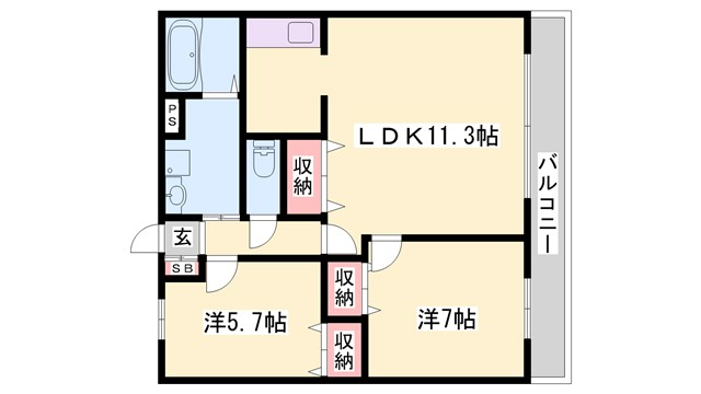 ウエストリバー　Bの間取り