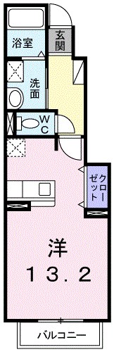 姫路市飾磨区阿成渡場のアパートの間取り