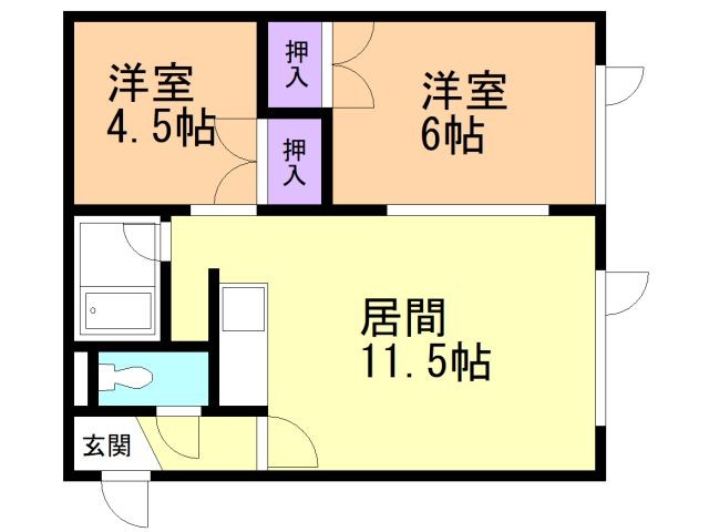 苫小牧市光洋町のアパートの間取り