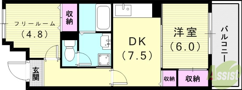 神戸市長田区明泉寺町のマンションの間取り