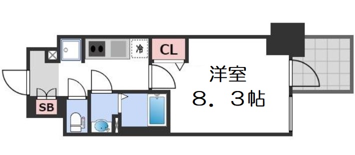 プレサンス谷町九丁目駅前の間取り