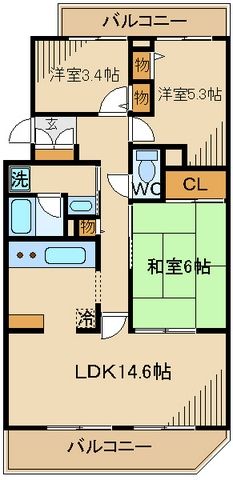 フィール天神町2号館２号棟の間取り