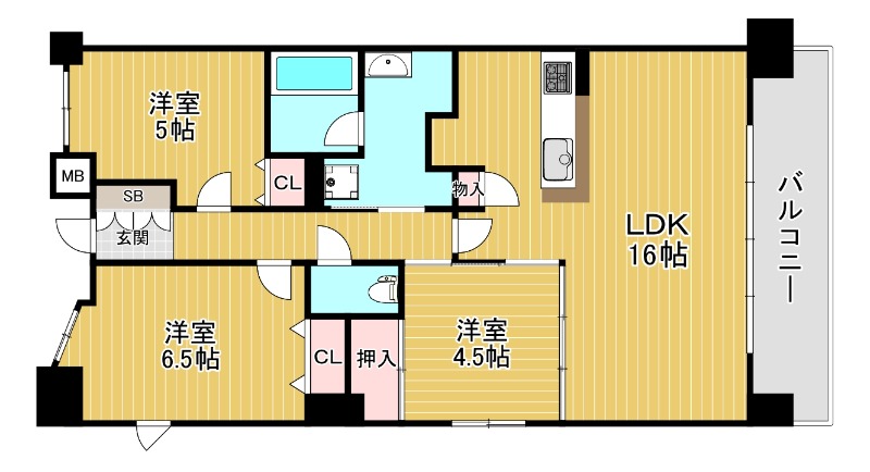 地下鉄千日前線 桜川駅 徒歩6分 14階建 築14年の間取り写真