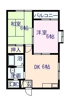 熊本市電健軍線 健軍校前駅 徒歩21分 2階建 築26年の間取り写真