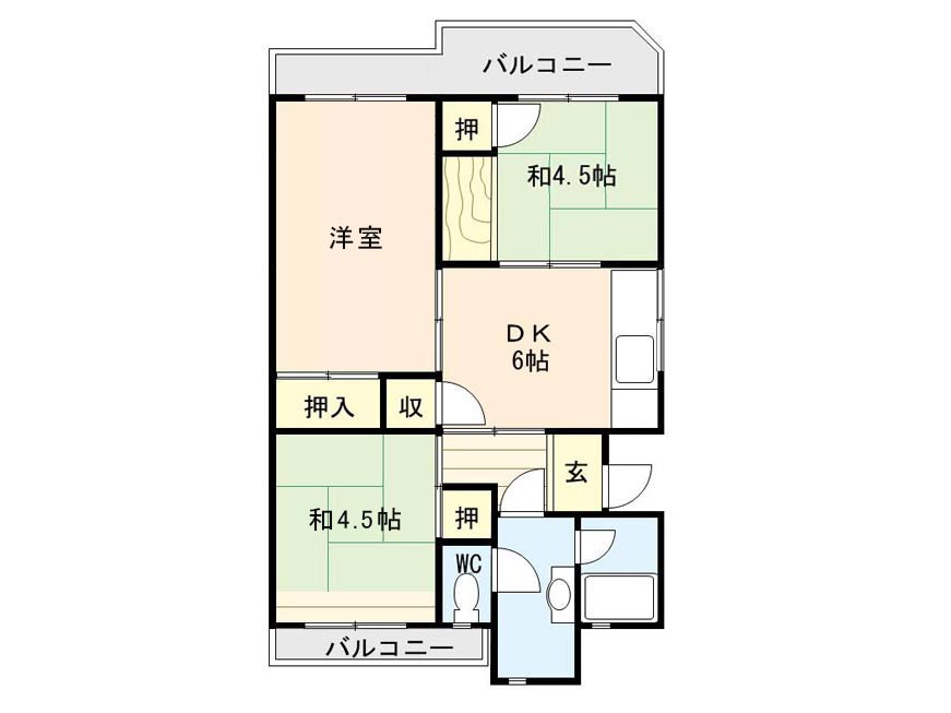 日の里東団地7棟203の間取り