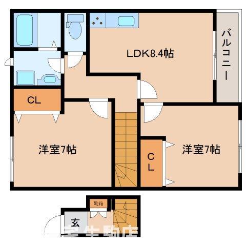 生駒郡平群町大字椣原のアパートの間取り