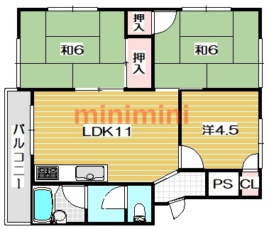 マンション沢良宜Ａ棟の間取り