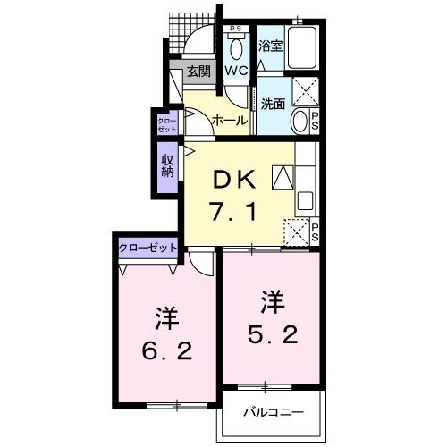 橿原市光陽町のアパートの間取り