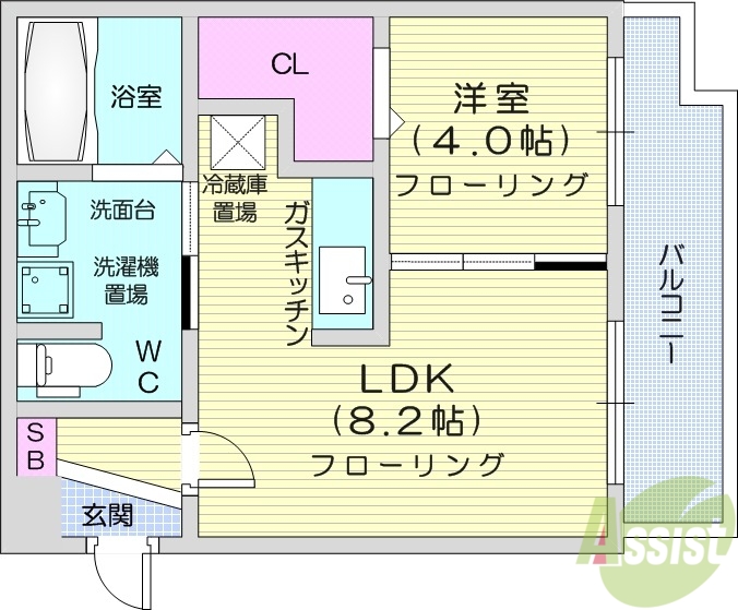 札幌市東区北十三条東のマンションの間取り