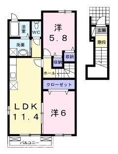 糟屋郡須惠町大字植木のアパートの間取り