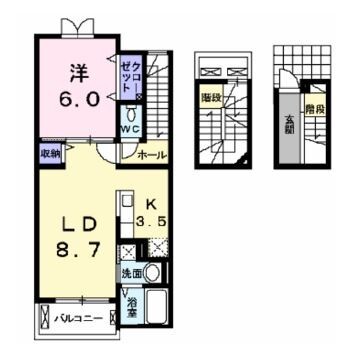 郡山市田村町徳定のアパートの間取り