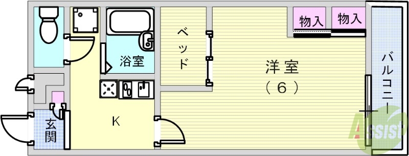 【神戸市兵庫区湊川町のアパートの間取り】