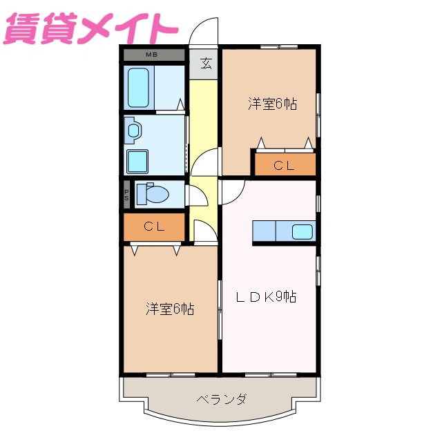 伊賀市平野東町のアパートの間取り