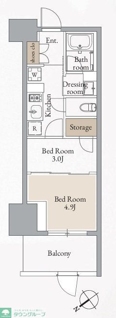 新宿区西早稲田のマンションの間取り