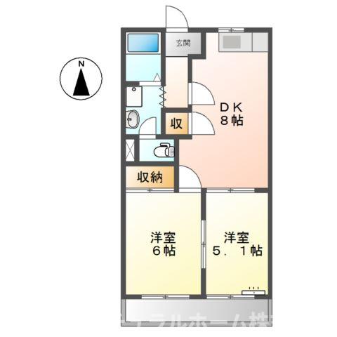 豊橋市北岩田のアパートの間取り