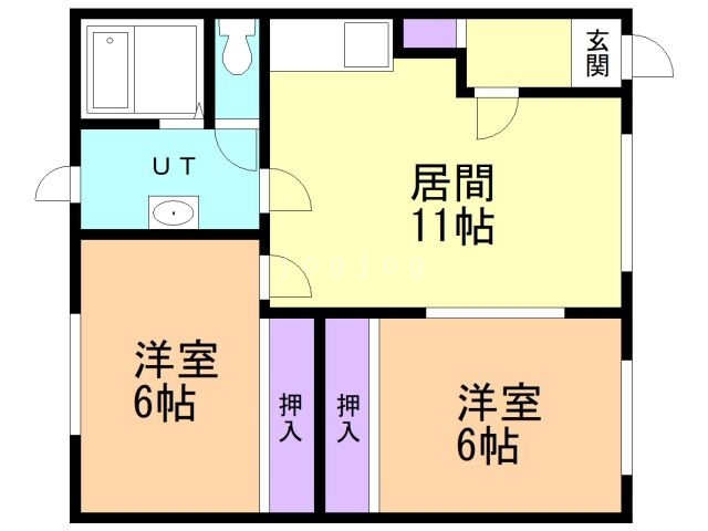 石狩市花川南四条のアパートの間取り