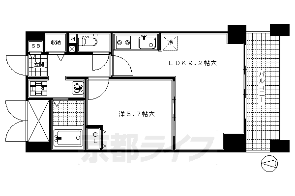 京都市南区東九条松田町のマンションの間取り