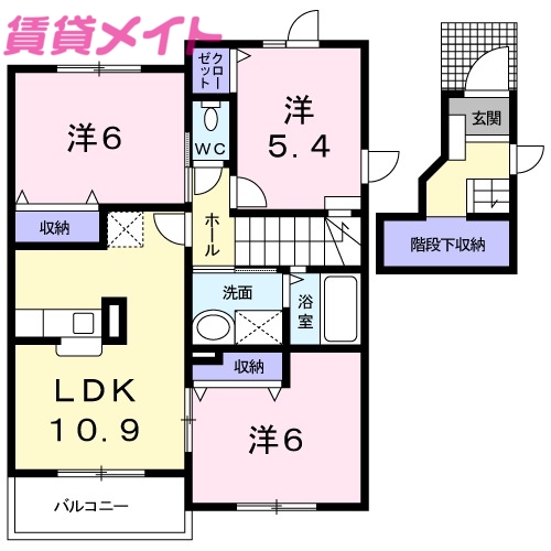 松阪市市場庄町のアパートの間取り