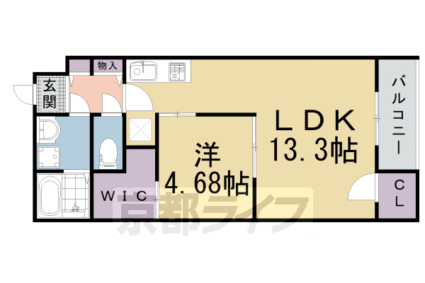 京都市左京区田中南西浦町のマンションの間取り