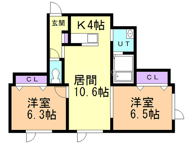 札幌市西区発寒十二条のマンションの間取り