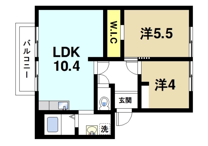 奈良市中山町のアパートの間取り