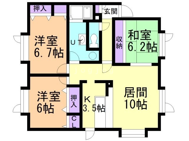 札幌市清田区北野三条のアパートの間取り