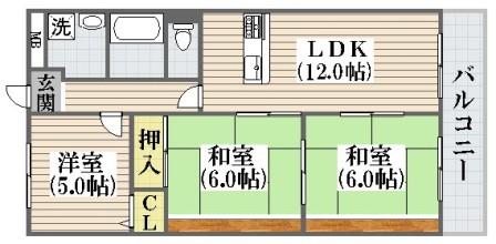 大阪市平野区平野西のマンションの間取り