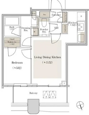 中央区勝どきのマンションの間取り