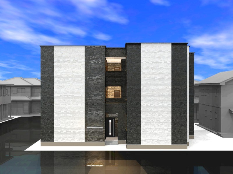 建物外観　外観パース　オートロック　宅配ＢＯＸ　デザイナーズ