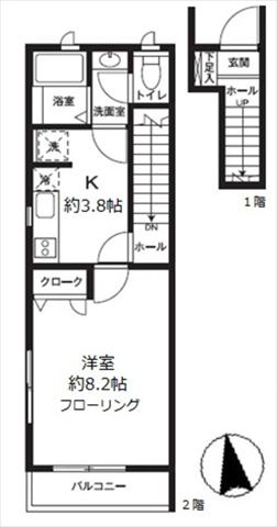 小田急線 豪徳寺駅 徒歩4分 2階建 築15年の間取り写真