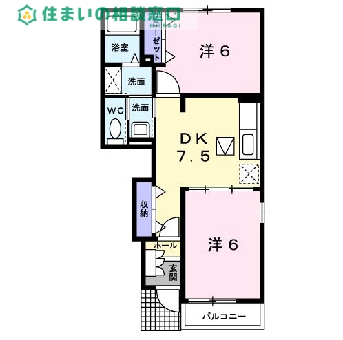 名鉄名古屋本線 矢作橋駅 徒歩15分 2階建 築21年の間取り写真