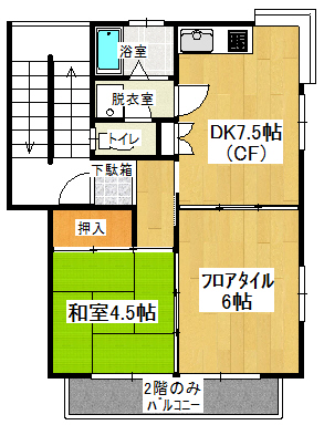 仙台市青葉区桜ケ丘のアパートの間取り