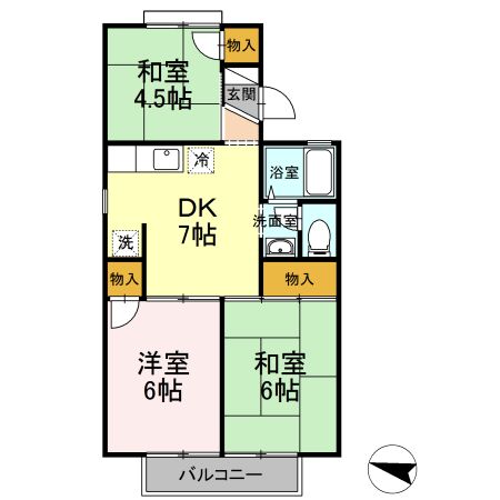 セジュール周南　A棟の間取り