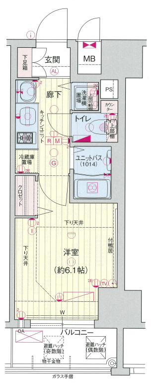 大阪市中央区本町橋のマンションの間取り