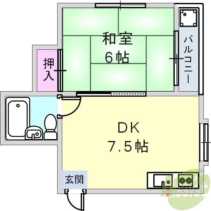 神戸市長田区檜川町のアパートの間取り