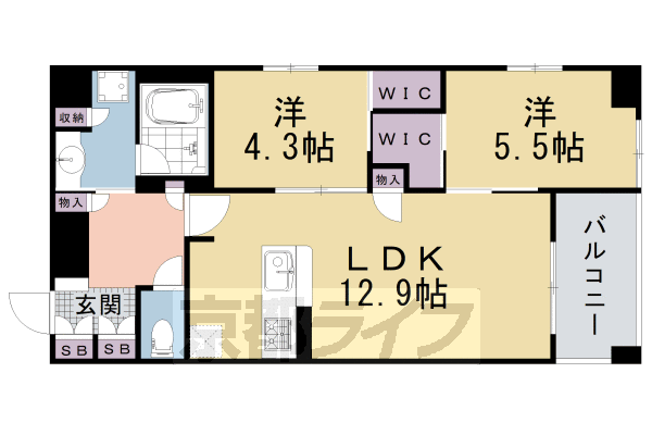 プレサンスロジェ　京都御所西の間取り