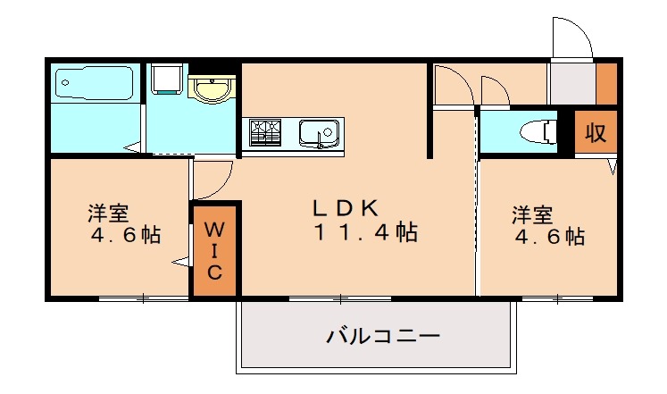 北九州市小倉北区足立のアパートの間取り