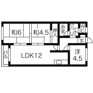 札幌市清田区真栄二条のアパートの間取り