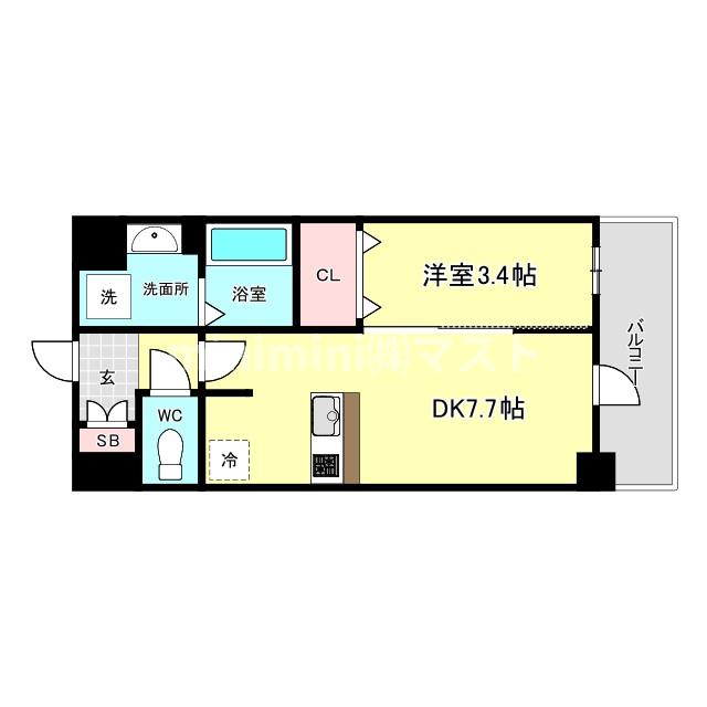 大阪市浪速区稲荷のマンションの間取り