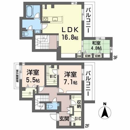 福岡市早良区西新のマンションの間取り