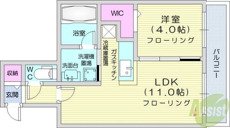 【札幌市北区北二十二条西のマンションの間取り】