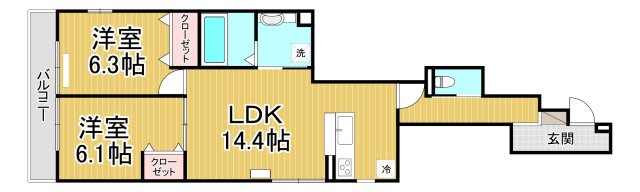 西宮市川東町のアパートの間取り