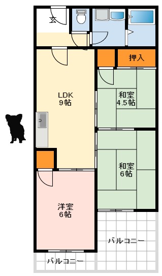 堺市美原区南余部のマンションの間取り