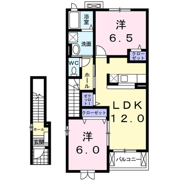 【佐久市岩村田のアパートの間取り】