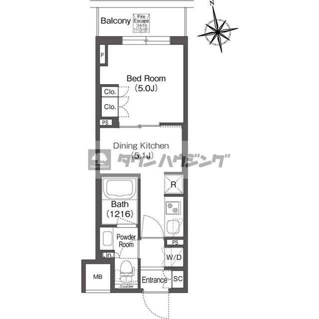 台東区東上野のマンションの間取り