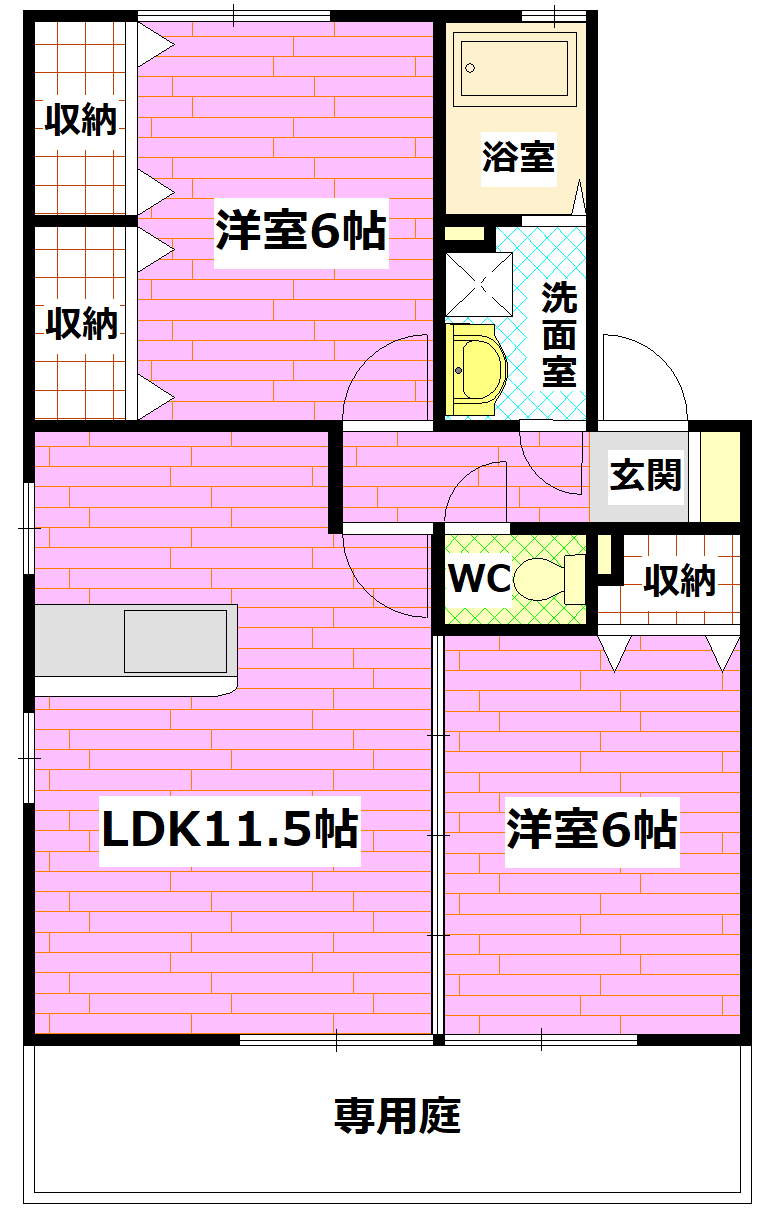 安芸郡府中町城ケ丘のアパートの間取り