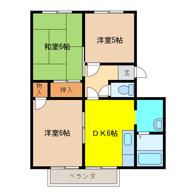 クレール金山B棟の間取り