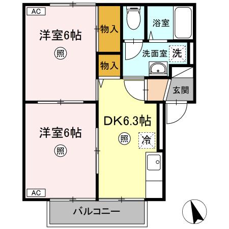 米子市皆生のアパートの間取り