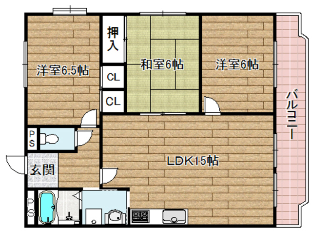 高槻市南芥川町のマンションの間取り